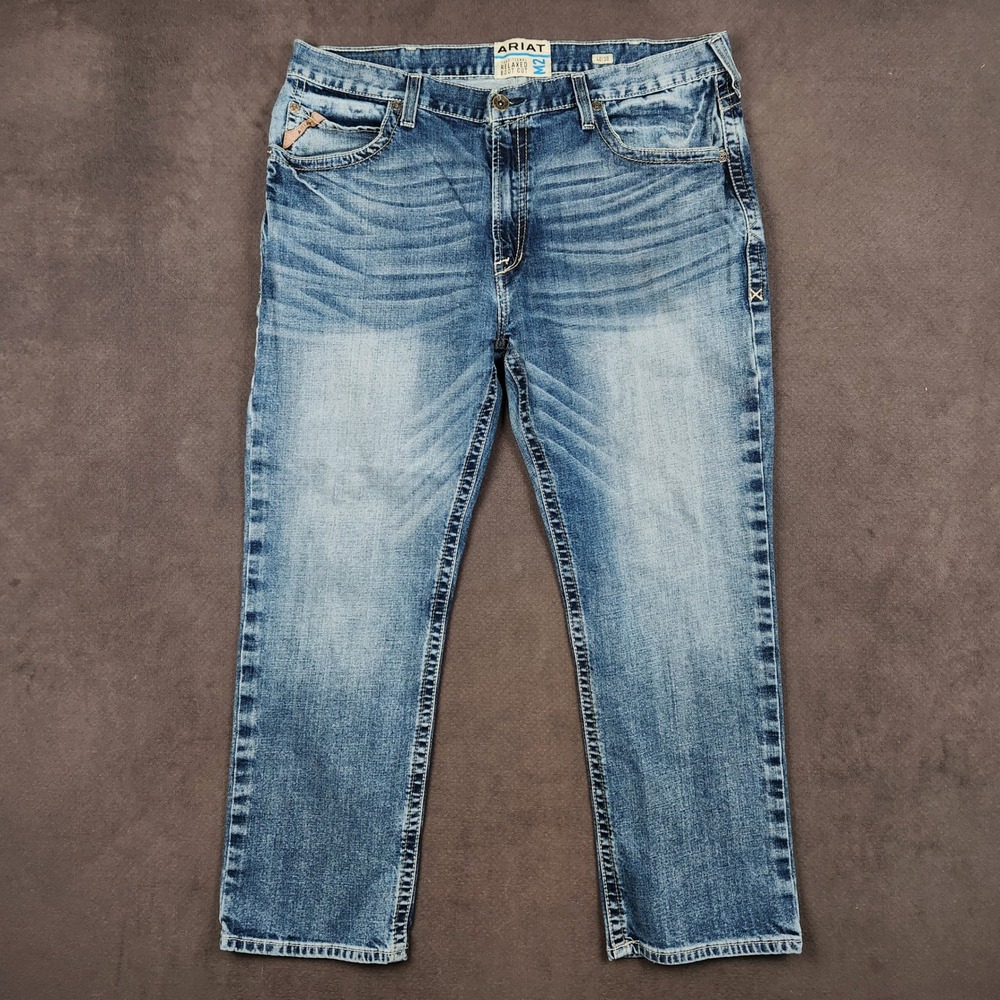 Ariat M2 Jeans Mens 40x30 Blue Grayson Relaxed Boot Cut Stretch Denim 10026664